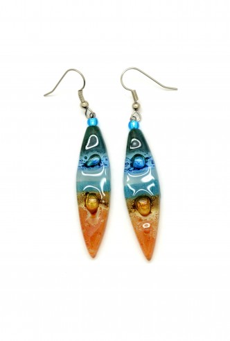 Long Dangle Glass Earrings